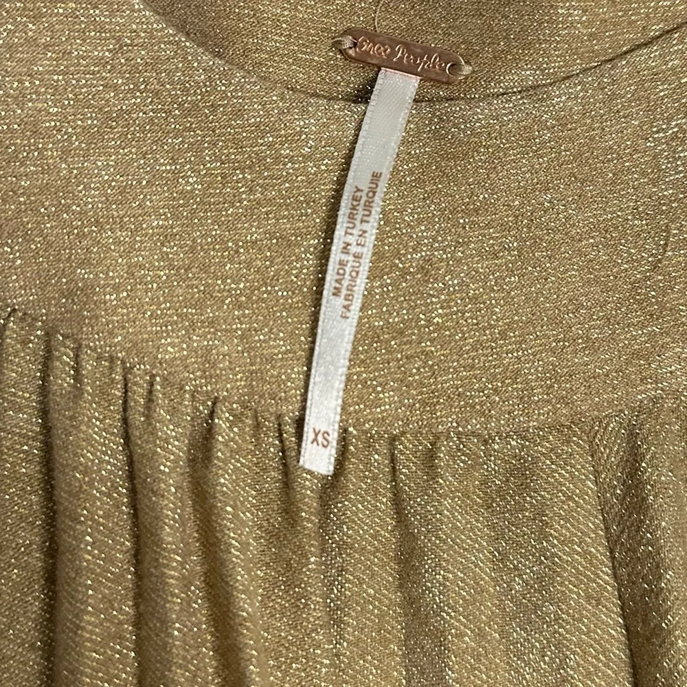 Free People Women's Pleated Love Metallic Gold & Brown Sleeveless Mini Dress XS - Image 11