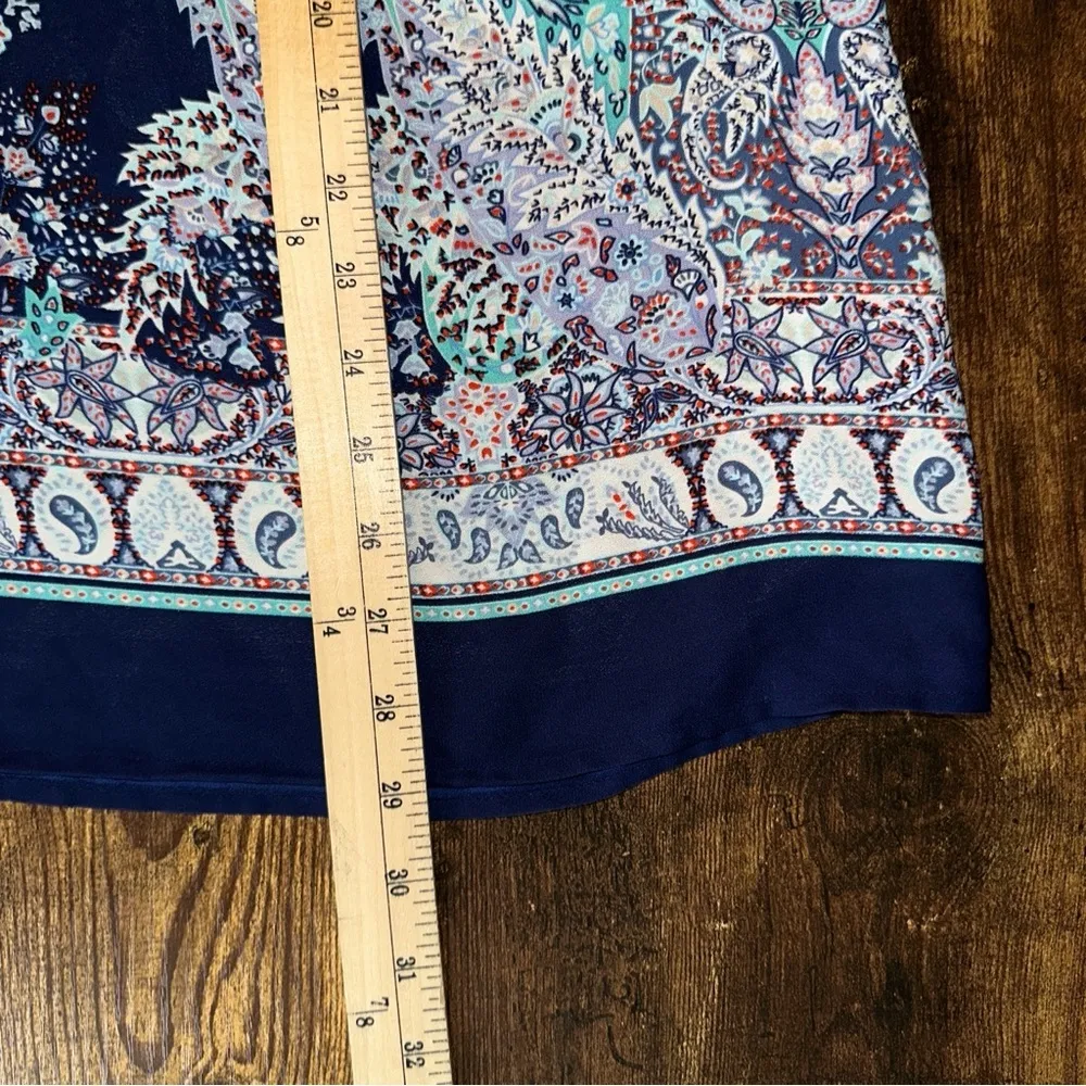 Roz & Ali Top Womens 2X Blue Multicolor Floral Paisley Print Button Up Blouse - Image 7