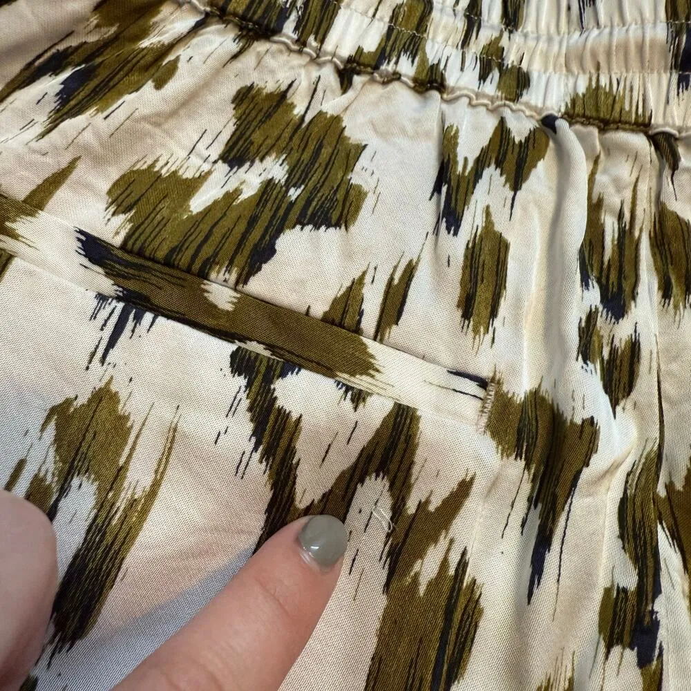 Scotch & Soda Nina Womens XS White Green Printed Satin Mid Rise Tapered Jogger - Image 11