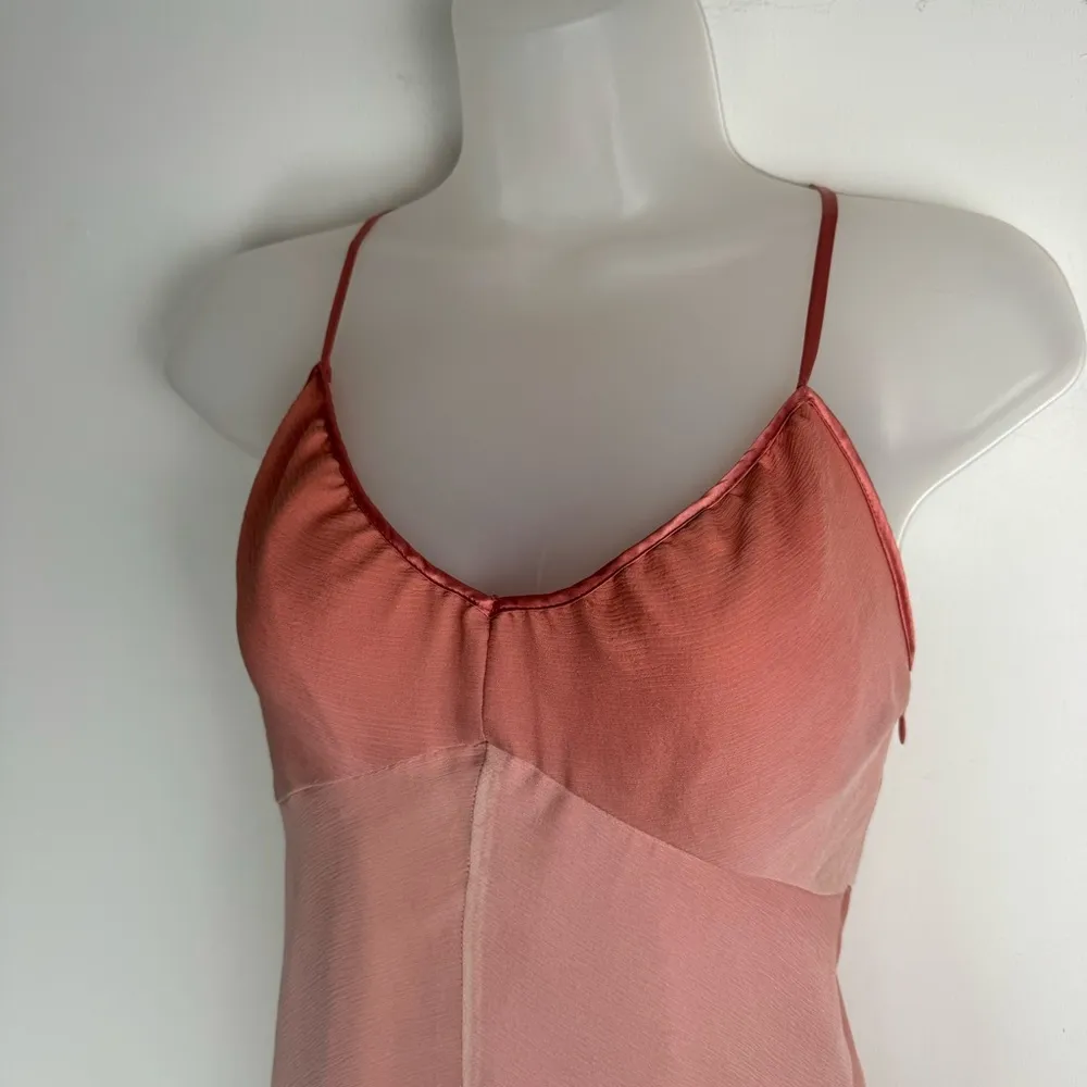 Vintage Y2K Express Sz 6 Pink Silk Ombre Slip Dress Asymmetrical Chiffon - Image 3