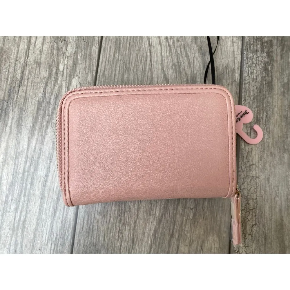 Juicy Couture Pink Zip Wallet – Rhinestone Logo, Pearl Charm, Embossed - Image 3