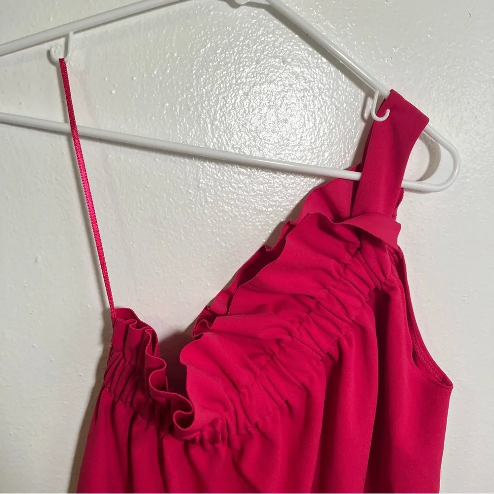 Zara One Shoulder Top Bright Pink Ruffle M - Image 5
