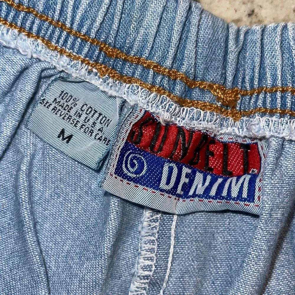 Sunbelt Denim Jeans Vintage Floral Hand painted Pull On Light Wash Mom Trend Med Blue - Image 5