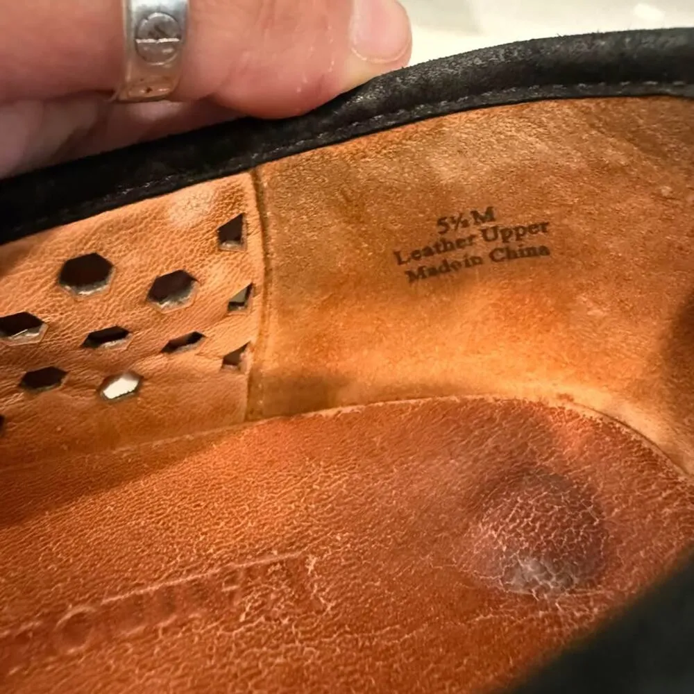 L’Amour Des Pieds Perforated Slip On Leather Loafers Women's 5.5M Black Comfort Size 5.5 - Image 8