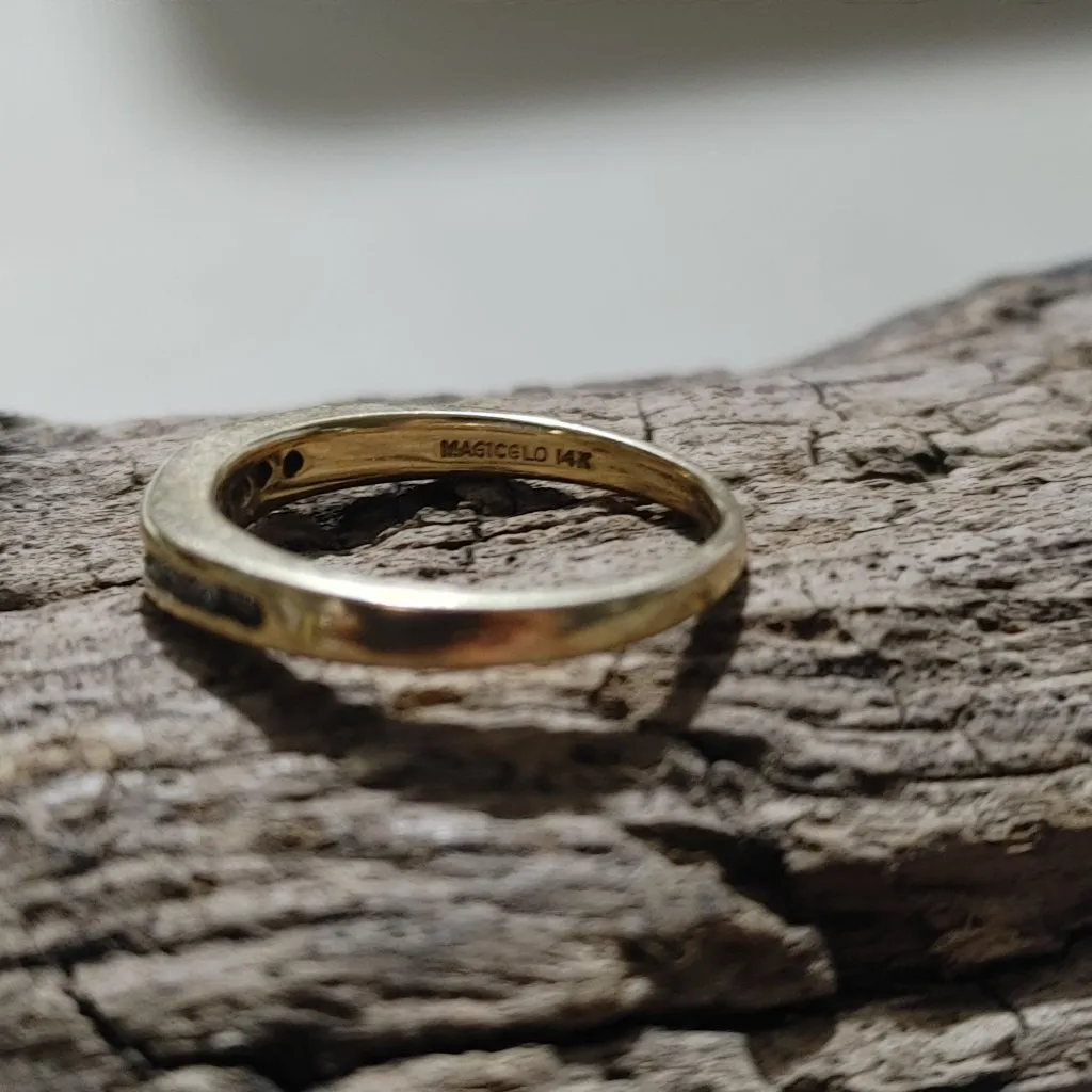 14K Yellow Gold Ring Wedding Band 585 Unisex Channel Set Round Natural Diamonds - Image 13