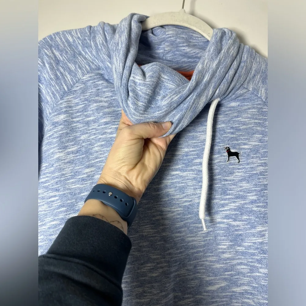 The Black Dog Heathered Space Dye Blue Cowl Neck Pullover Sweatshirt Small - Image 6
