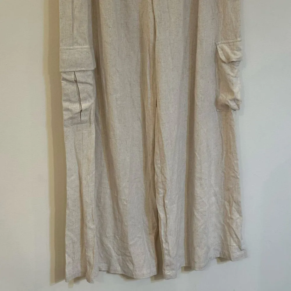 New Aqua Linen Pants sz XXL Aqua Linen Cargo Pants Beige tan linen - Image 8