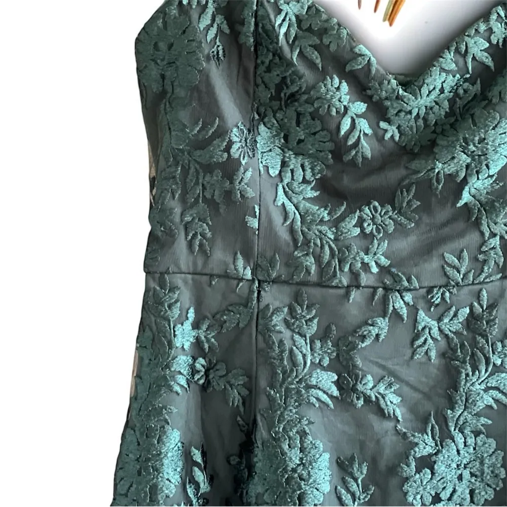 Lulus What a Knockout Forest Green Embroidered Strapless Dress Size M - Image 3