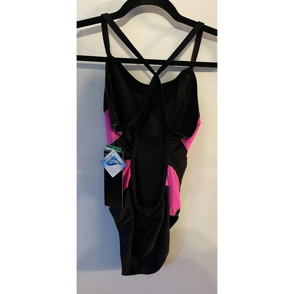 TYR Women's Standard Alliance Diamond Back Xtralife Swimsuit Black/Pink Sz. 36M - Image 2