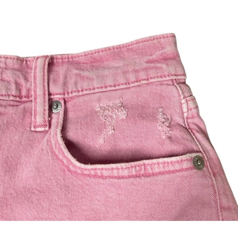 Lucky Brand AC DC Womens High Rise Mom Pink Denim Jean Shorts Rock & Roll 2/26 - Image 4