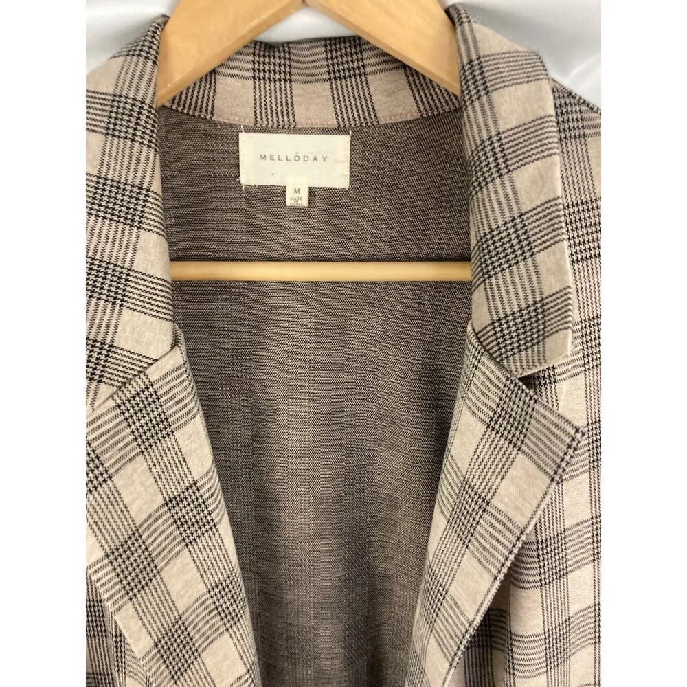 melloday knotch lapel long knit jacket size Medium - Image 3