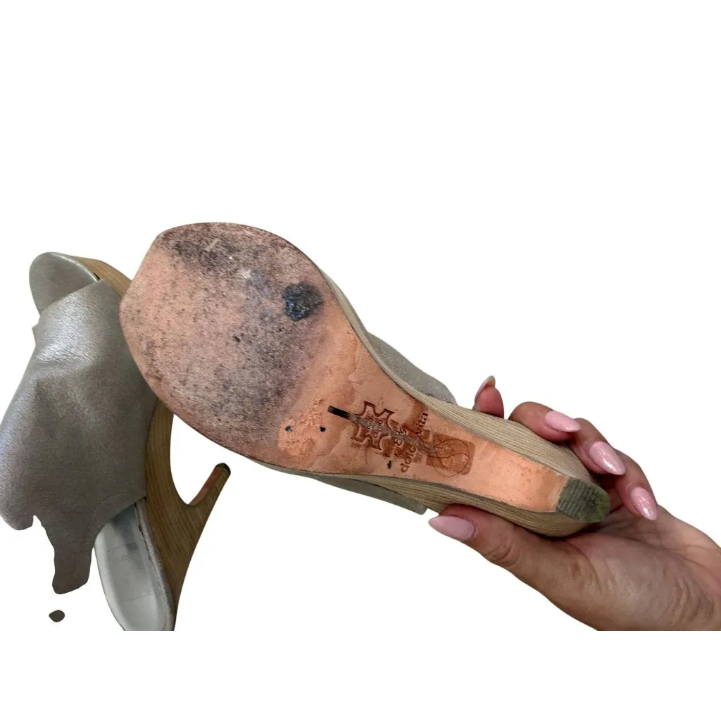 DOLCE VITA Silver Platform Slingback Heels Size 8.5 - Image 4