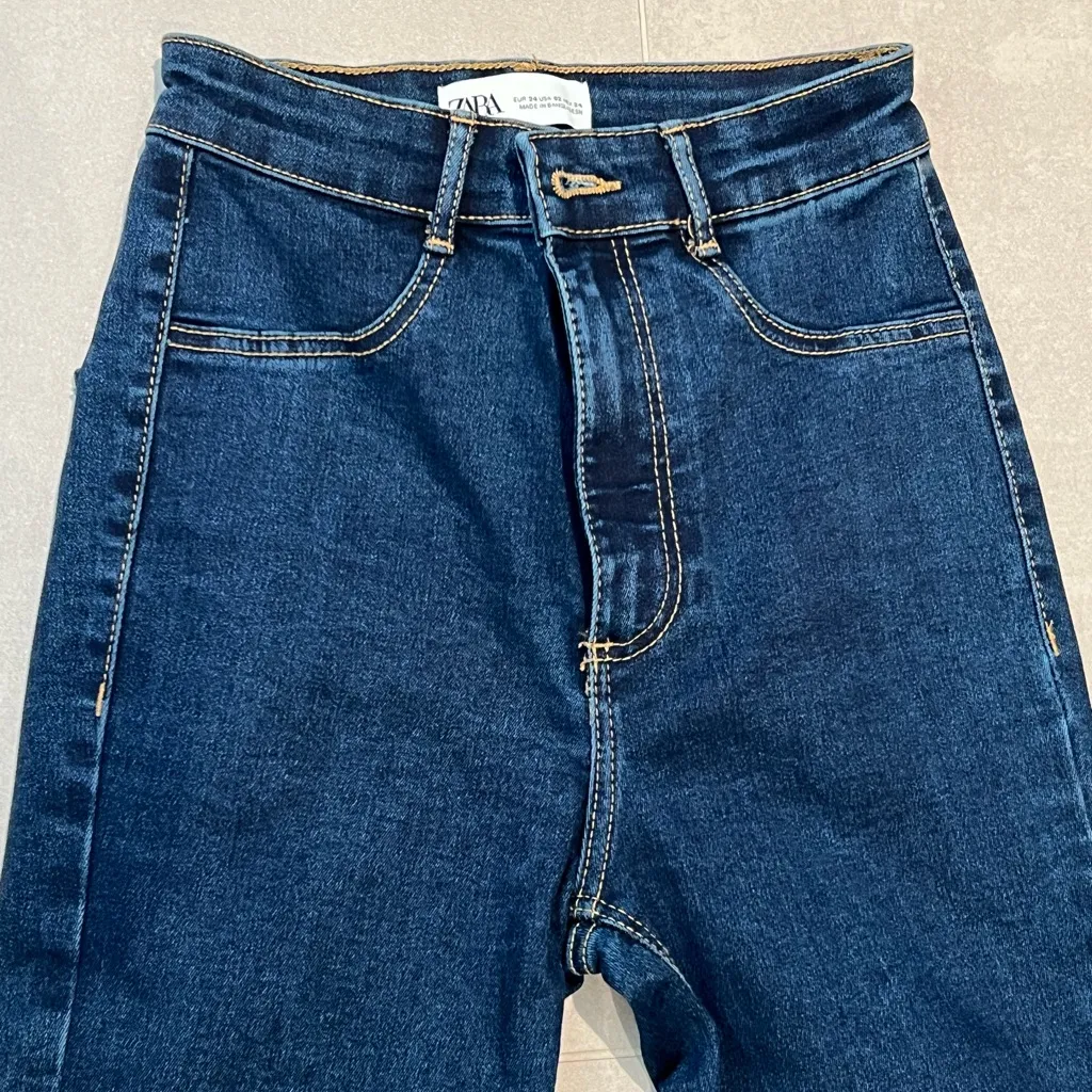 Zara women size USA 02 high waisted dark blue jeans high waist skinny NWOT - Image 6