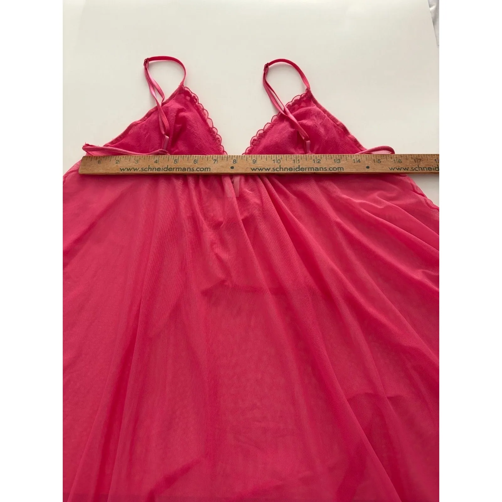 Ambrielle Sheer Babydoll Chemise Nightie Size L Pink Lace Fairy Coquette Whimsy Size L - Image 8