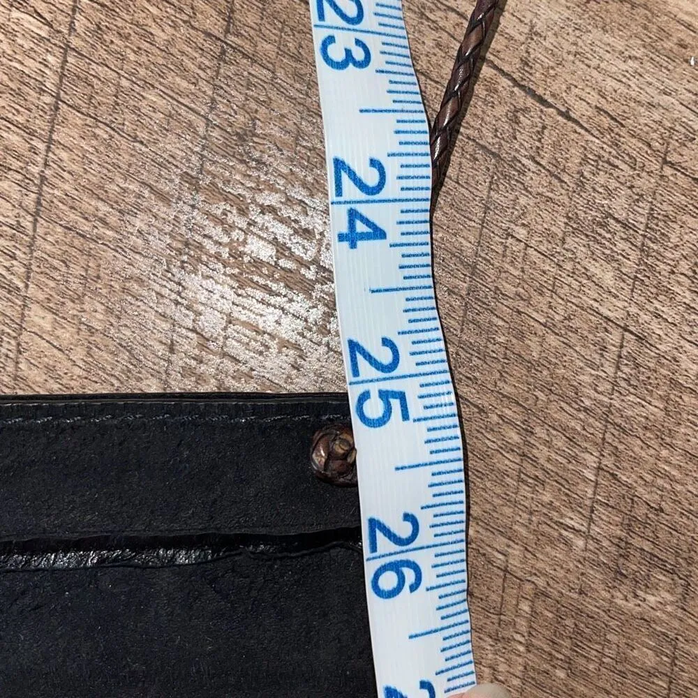 Womens Leather Suede Braided Strap Cell Phone Crossbody Sling Bag Black One Size - Image 8