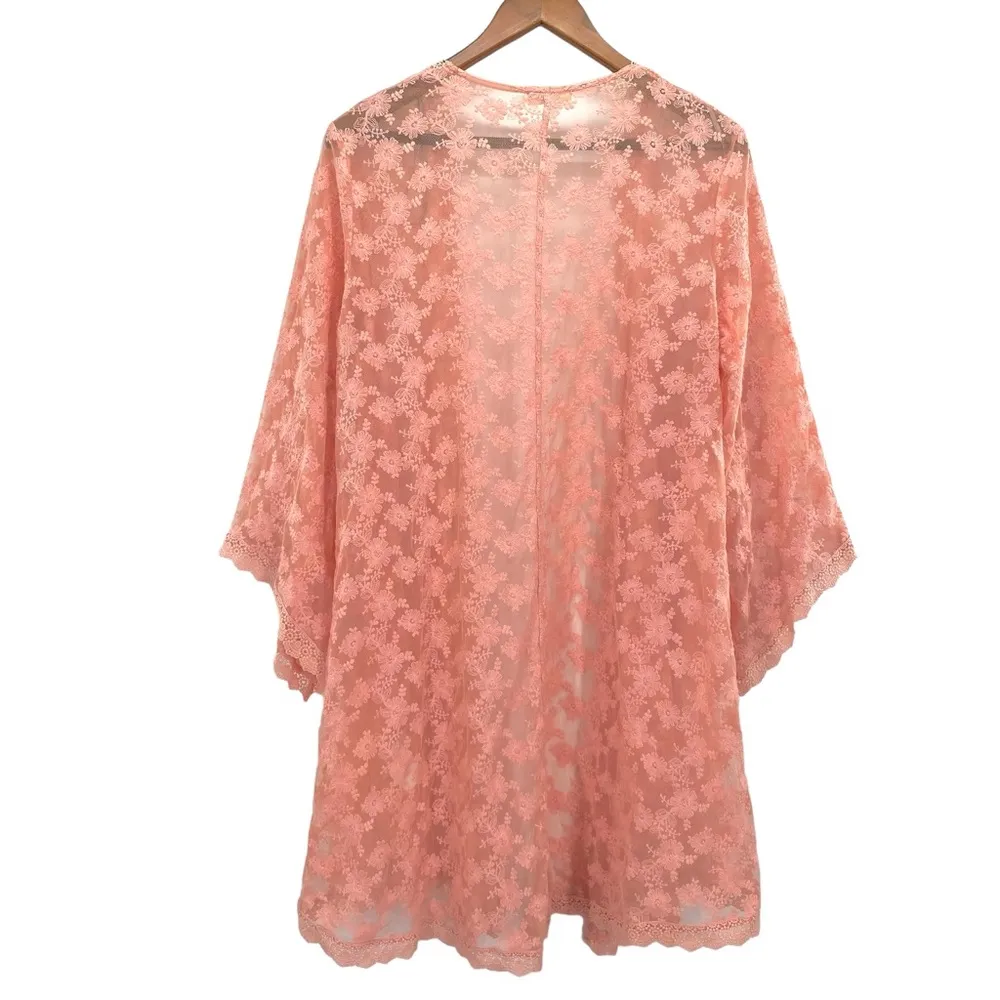 Pink Floral Embroidered Lace Kimono In Loom Boutique - Image 7