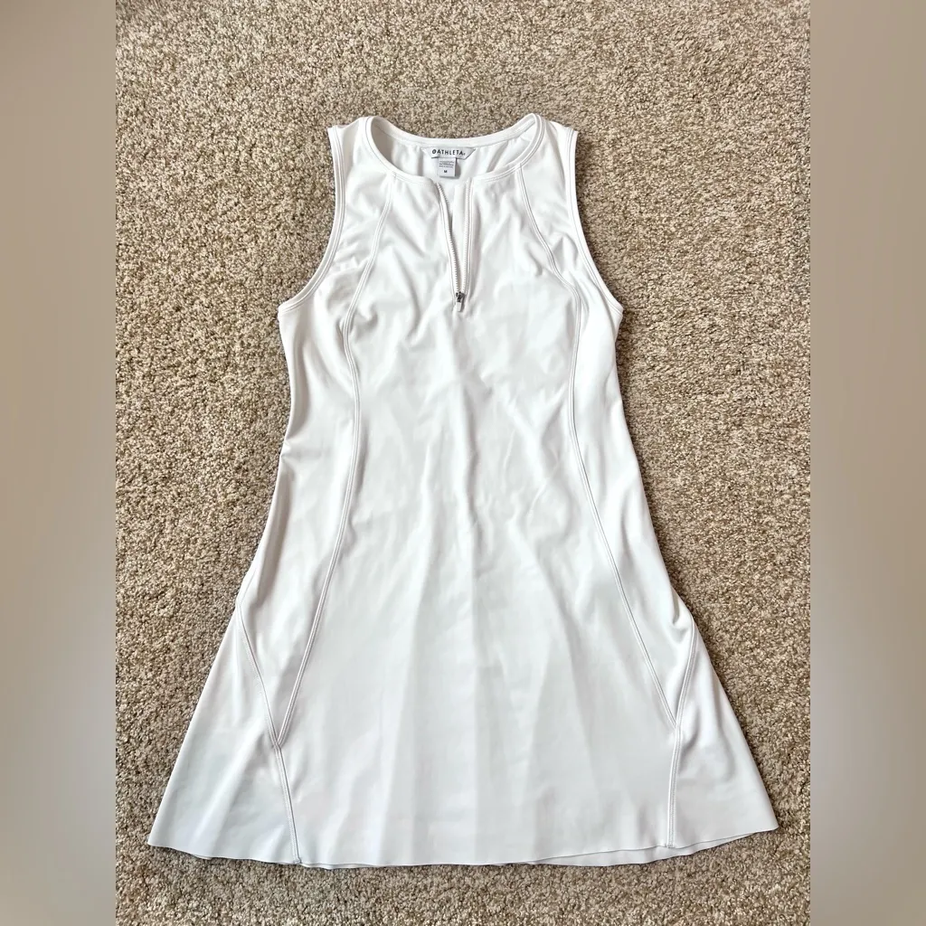 Athleta Ace Tennis Dress White Front Zip Sz Medium - Image 3