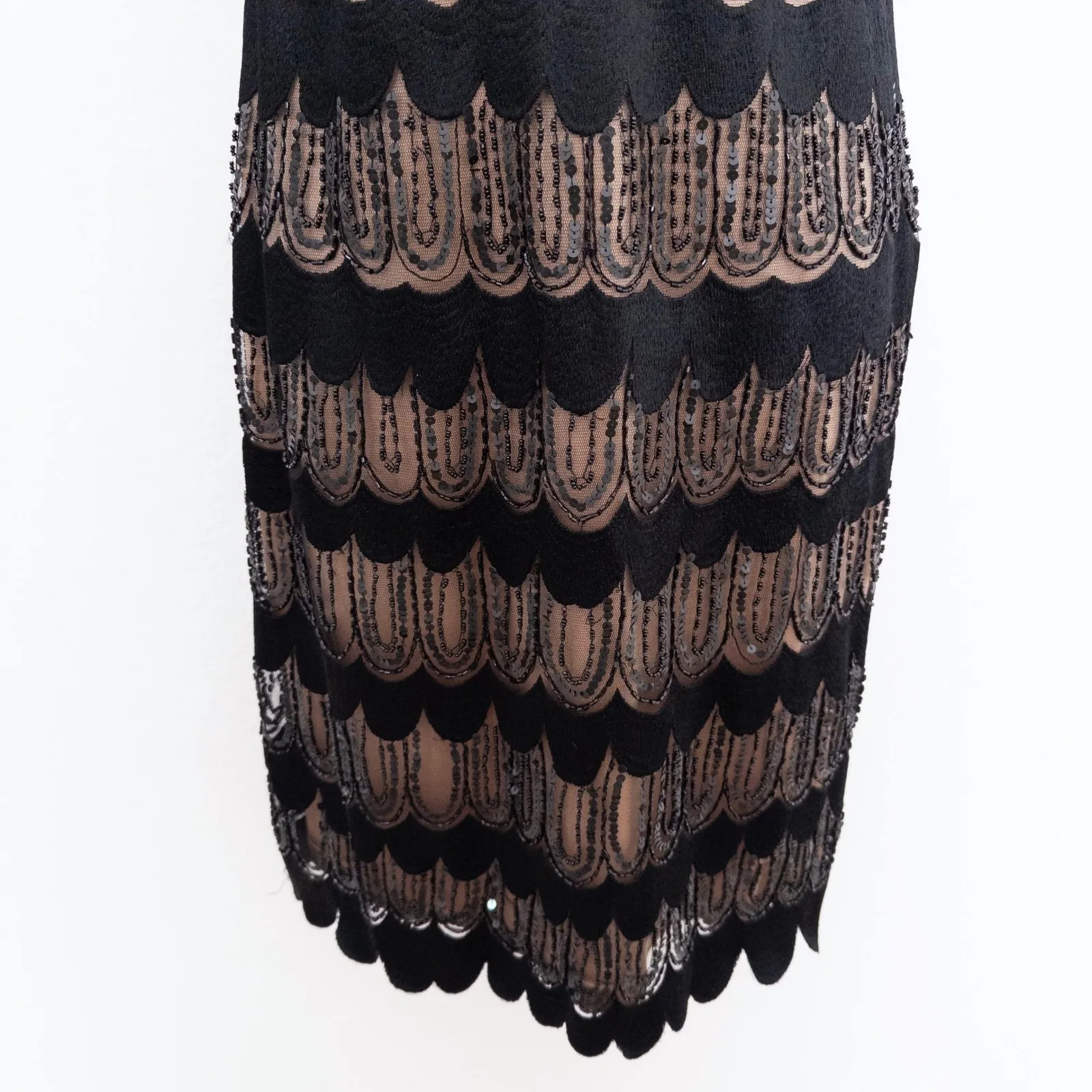 Sue Wong Womens Dress Size 6 Black Beaded Lace Cocktail Retro Glam Art Deco - Image 8