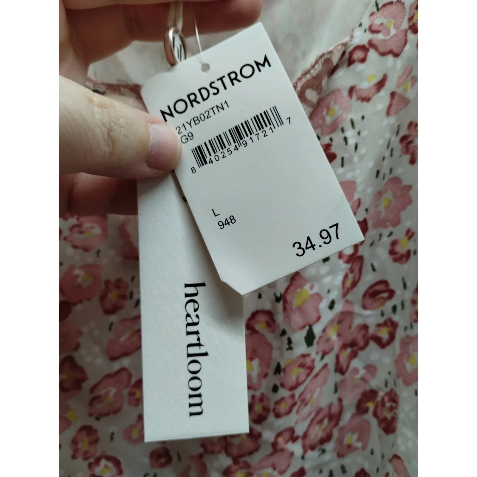 NWT Heartloom Nordstrom Women's Size Large Pink White Floral Lace Cami - Image 10