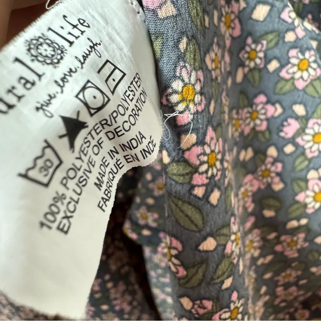 Natural Life Juliette Short Sleeve Midi Maxi Ditsy Floral Dress Gray Large - Image 10