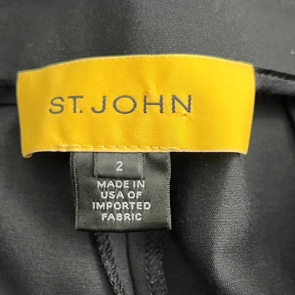 St. John Yellow Label Flat Front Cropped Side Zip Pants | Black | 2 - Image 3