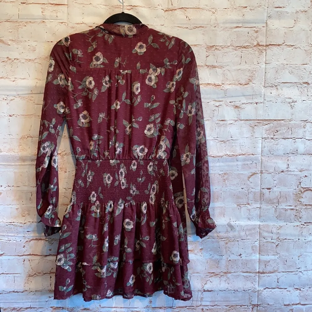 Moon River long sleeve mini dress XS floral - Image 9