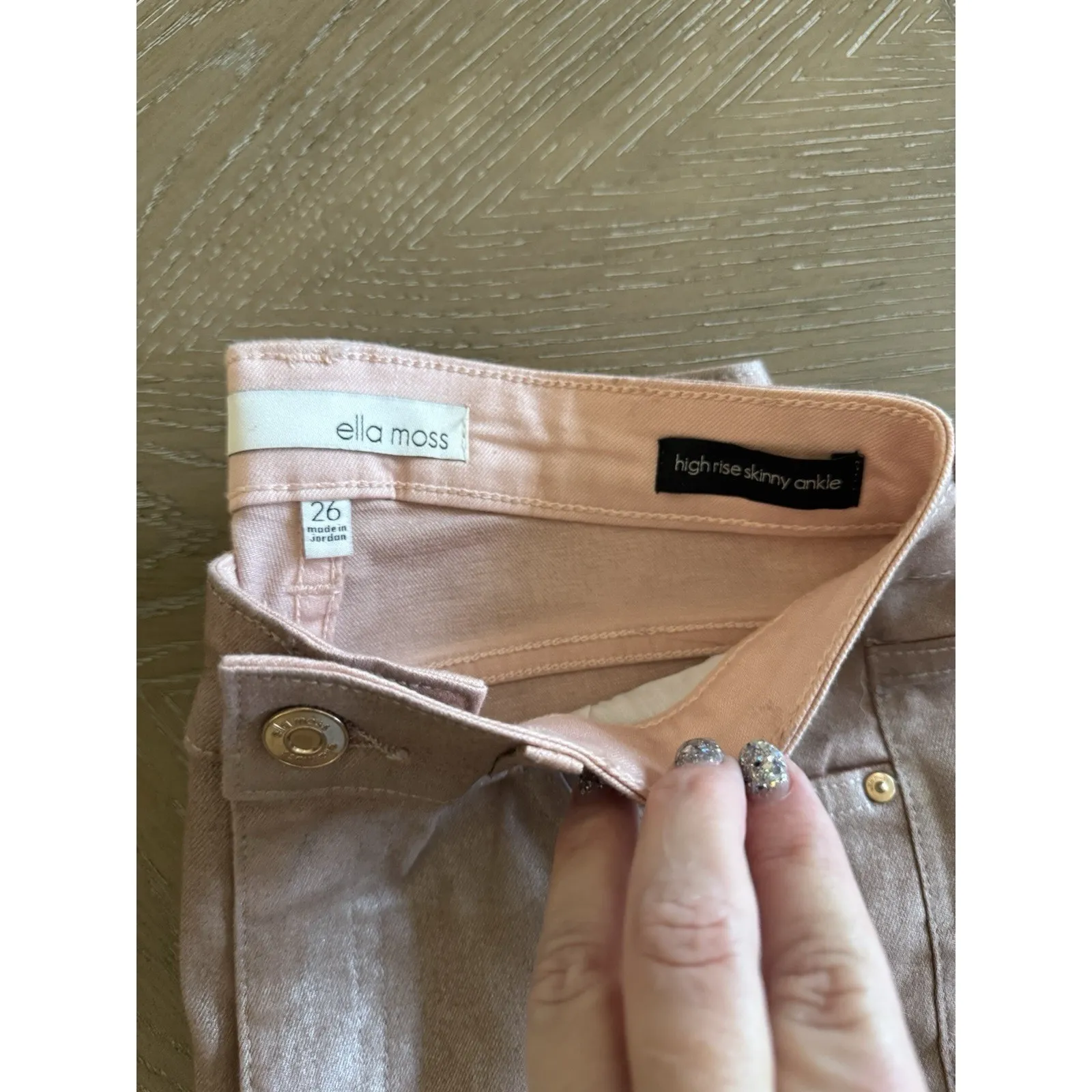 NWT Ella Moss Body Sculpt Ankle Jeans Womens 26 Rose Gold Foil Skinny JRS 26x26 - Image 4