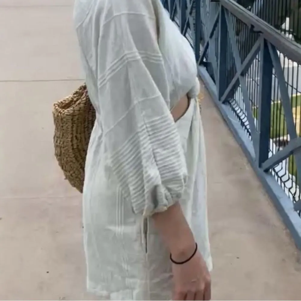 Free People Knotty But Nice Romper Dust Storm Beige Size XL Summer Boho Shorts - Image 8