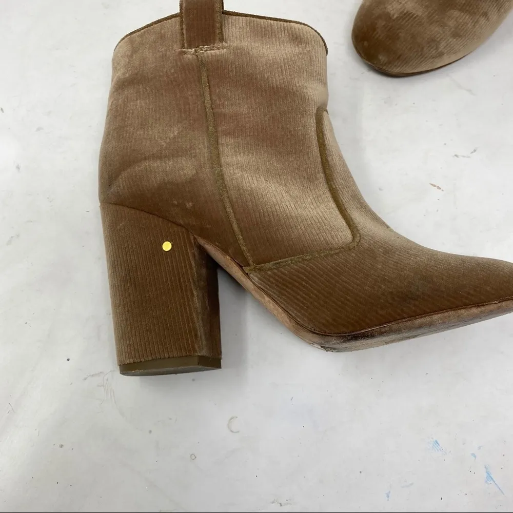 LAURENCE DACADE Pete Velvet Tan nude Corduroy Bootie block heel 36 Size 6 - Image 2