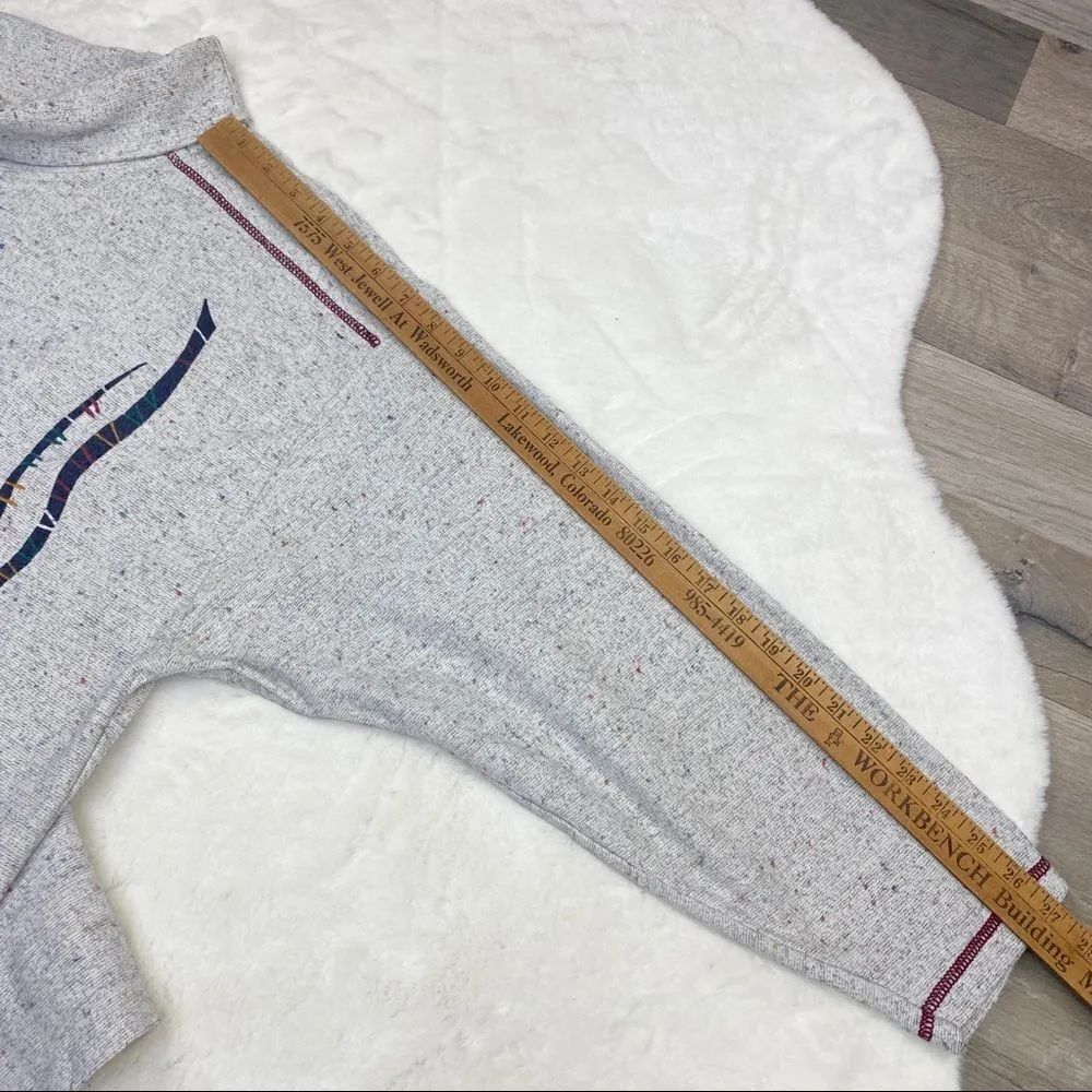 Teacher Alphabet French Terry Mock Neck Tunic Sweater Gray Multi Large - Image 9