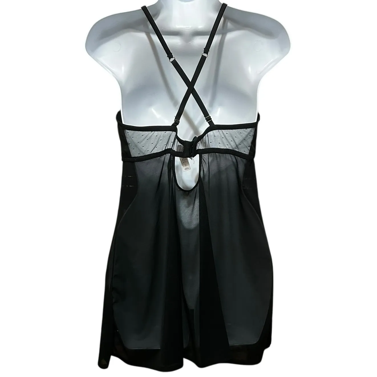 Auden Women Babydoll Lace‎ Lingerie Slip XL Black Sheer Romantic Goth Boudoir - Image 3