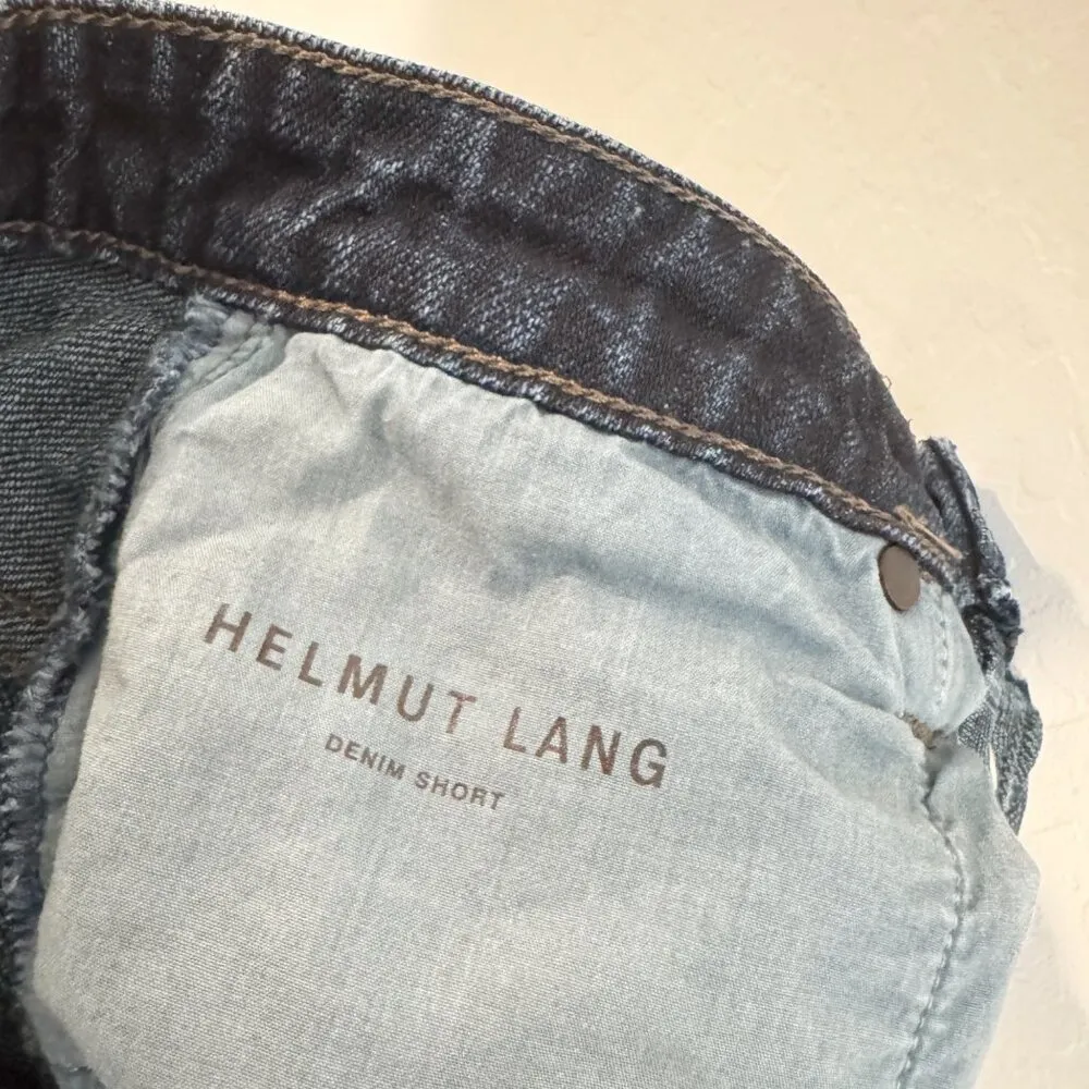 Helmut Lang Dark Wash Button Fly Jean Shorts Designer Casual Summer Blue Size 24 - Image 6