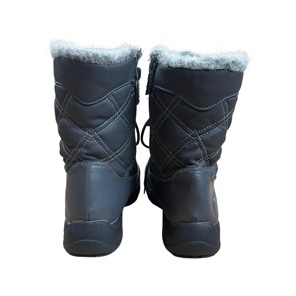 Totes Women's Size 6 Faux Fur Quilted Winter Snow Boots Lace Up Zipper Lined Gray - Image 8