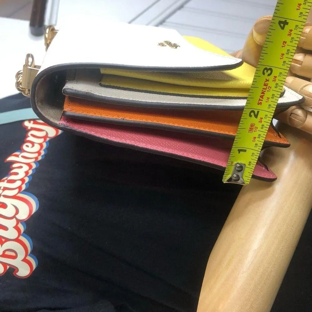 Leather Single Flap Crossbody Shoulder Bag Rainbow Leather Side Inset NWOT - Image 13