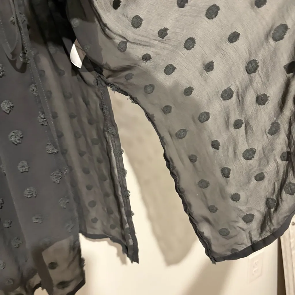 Maurices Sheer Tie Polka Dot Texutured Kimono Cardigan‎ Grey Plus Size 1X - Image 5