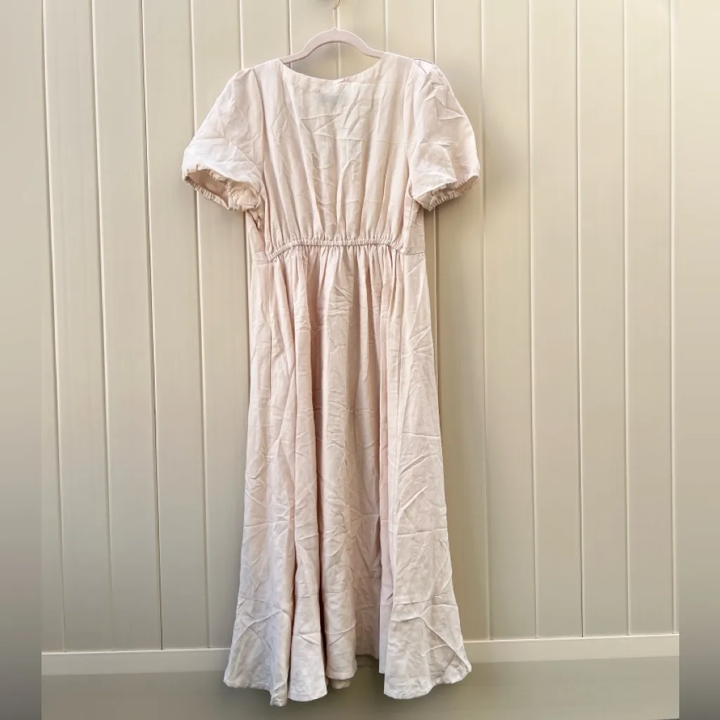 Hatch The Tisha Tencel Linen Blend Cream Maternity Midi Dress size 2 - Image 7