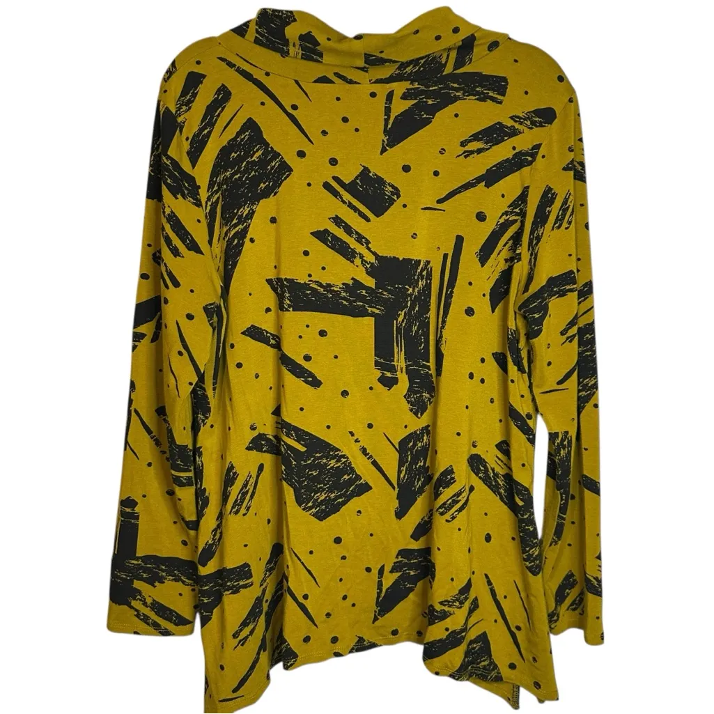 Chalet Et Ceci Zipper‎ Front Olive Green Black Abstract Print Tunic Mock Neck XL - Image 7