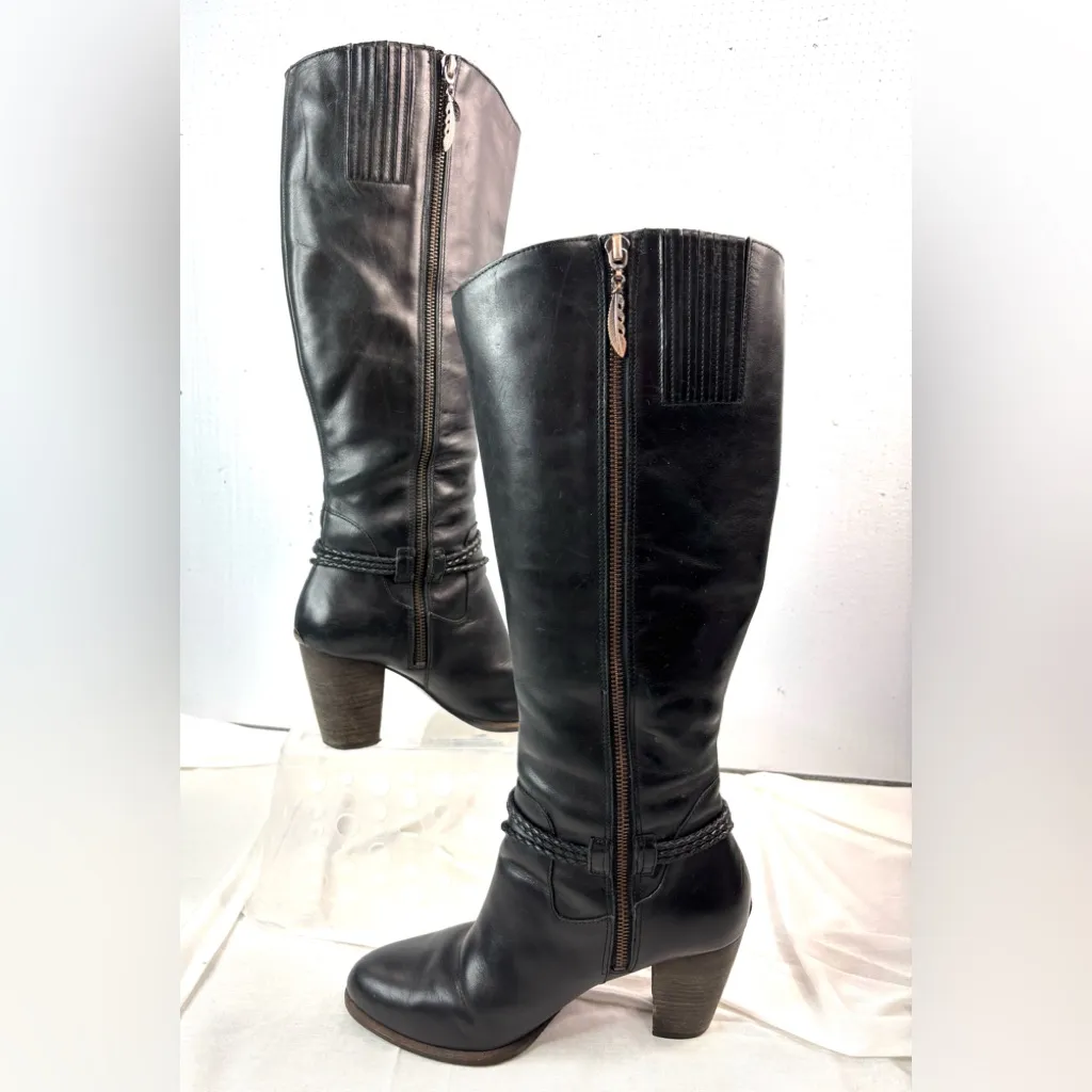 UGG Neoma 8.5 Tall Western Braided Leather Fashion Zip Boots Style 1008623 - Image 2