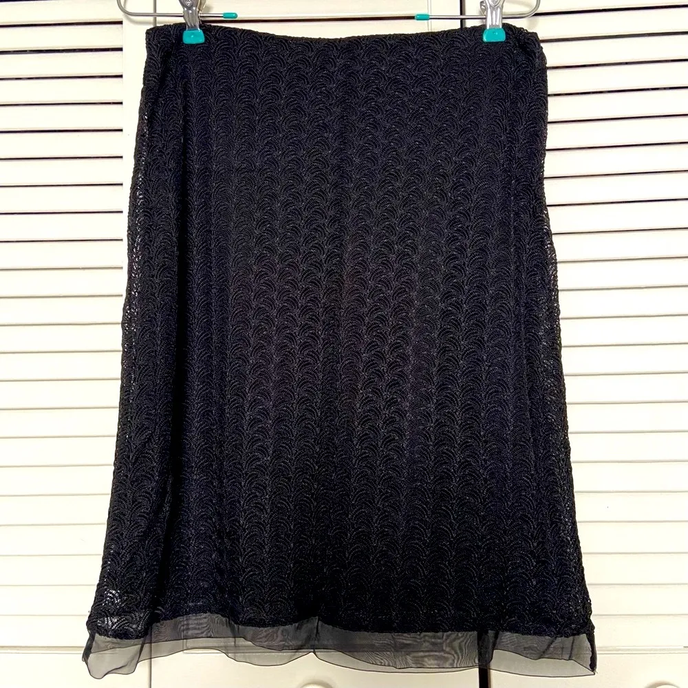 VTG 90s Jones Wear Nylon Crescent Lace Lined A-Line Skirt Small S Vintage - Image 9