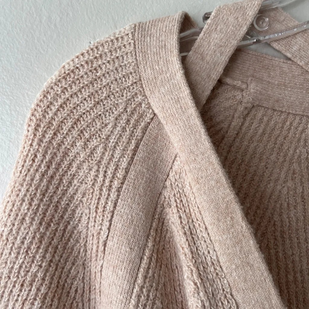 Anthropologie Sz S Blush Pink Wrap Front Long Sleeve Surplice Sweater V Neck - Image 3