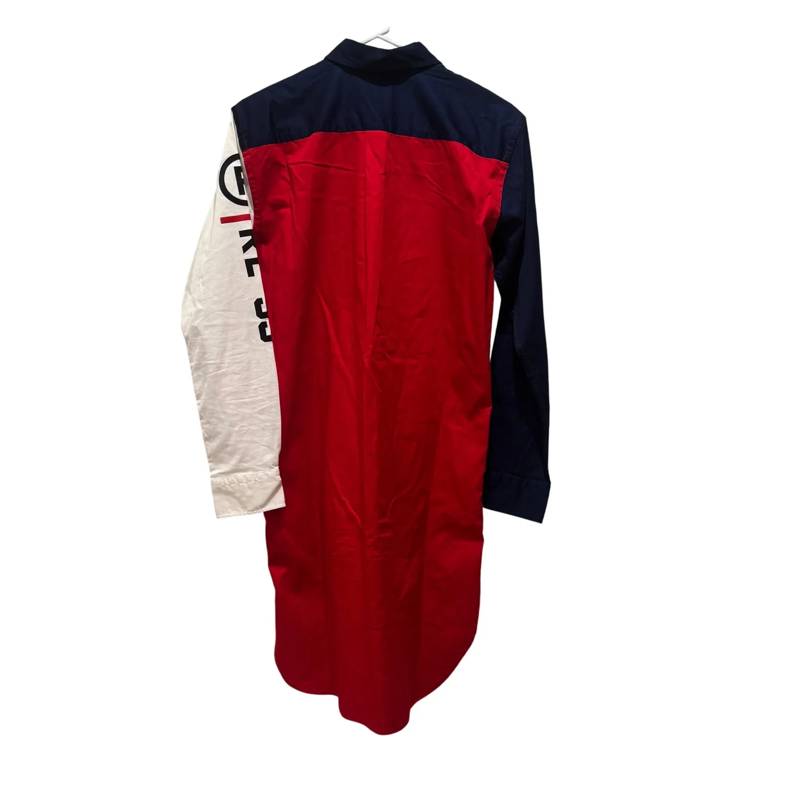 Ralph Lauren Polo Colorblock Shirt Dress Navy Red White Logo Embellished Size 0 - Image 7