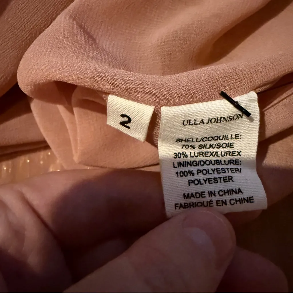 Ulla Johnson Averil Ruffled Georgette Long Sleeve Mini‎ Dress in Rose Multi Sz 2 - Image 8