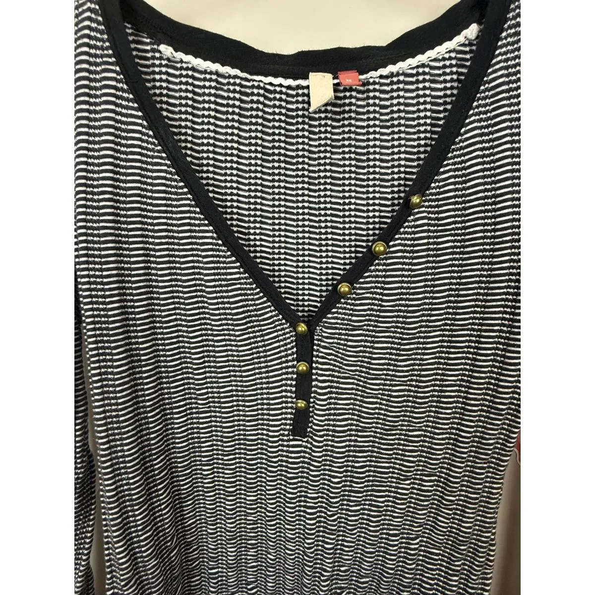 Pilcro from Anthropologie Black Thermal Striped Ribbed Top - Size - XS - Image 4