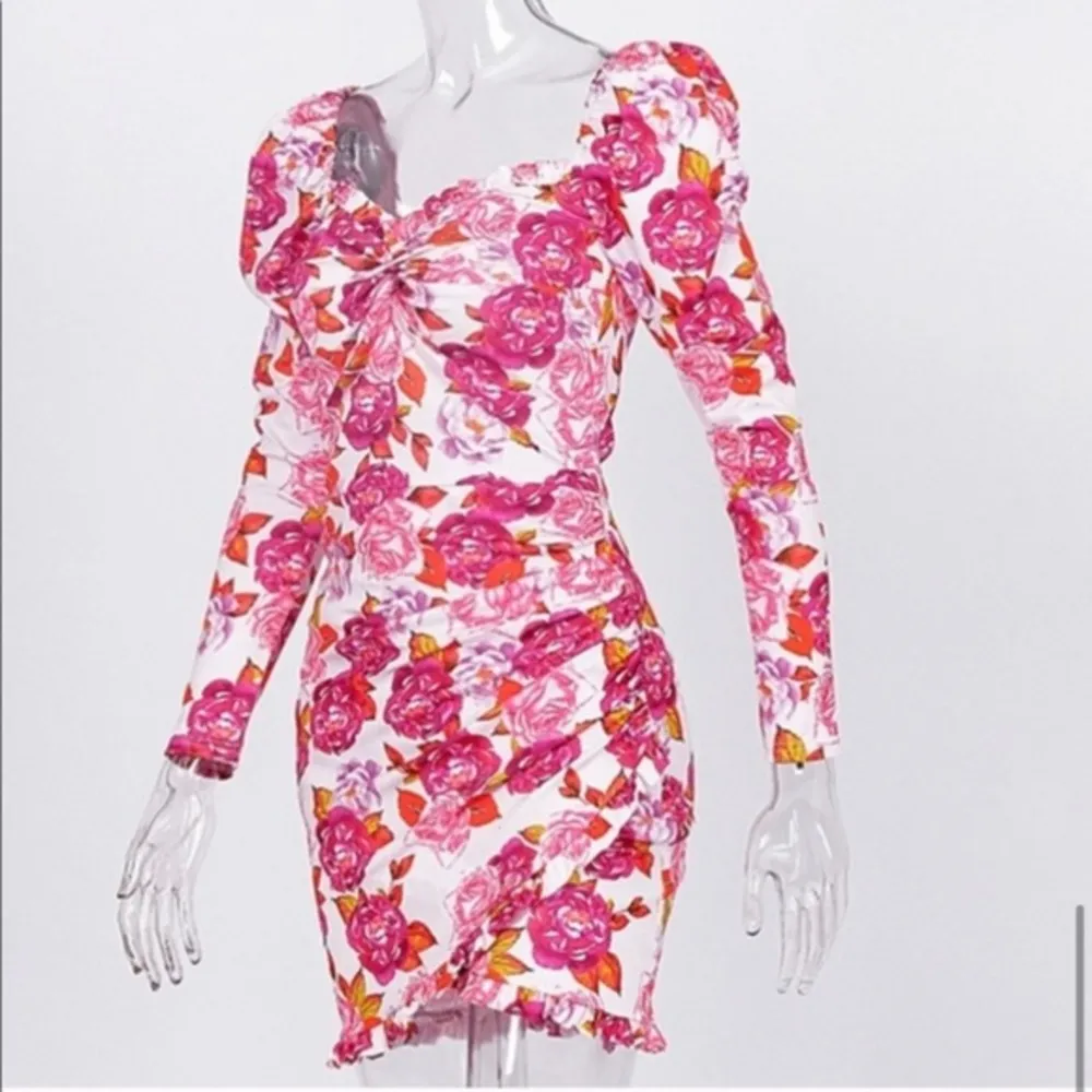 NEW Floral Handmade Sexy Multi Season Dress Med Small Stretchy Statement Sleeves Size undefined - Image 9