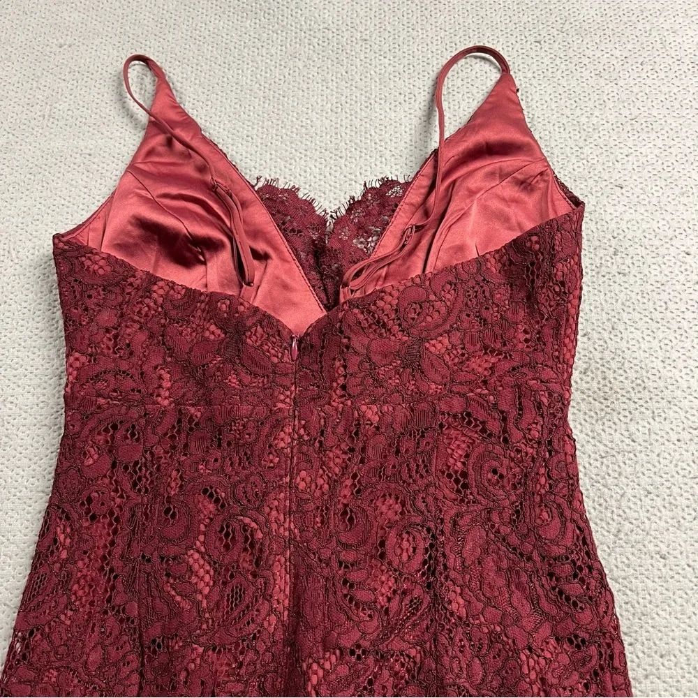 Bardot Burgundy Maroon Red Lace Sweetheart MIDI Cocktail Formal Dress Size XS 4 - Image 5