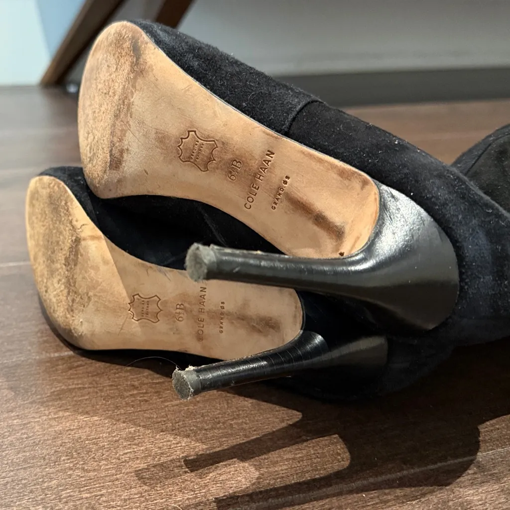 Cole Haan Marina Over The Knee Black Suede Boots (85mm) - Image 6