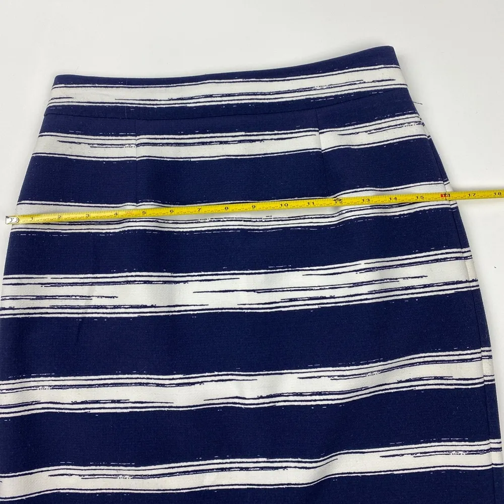 Zara Basic Collection Navy Blue White Striped Pencil Skirt S - Image 7