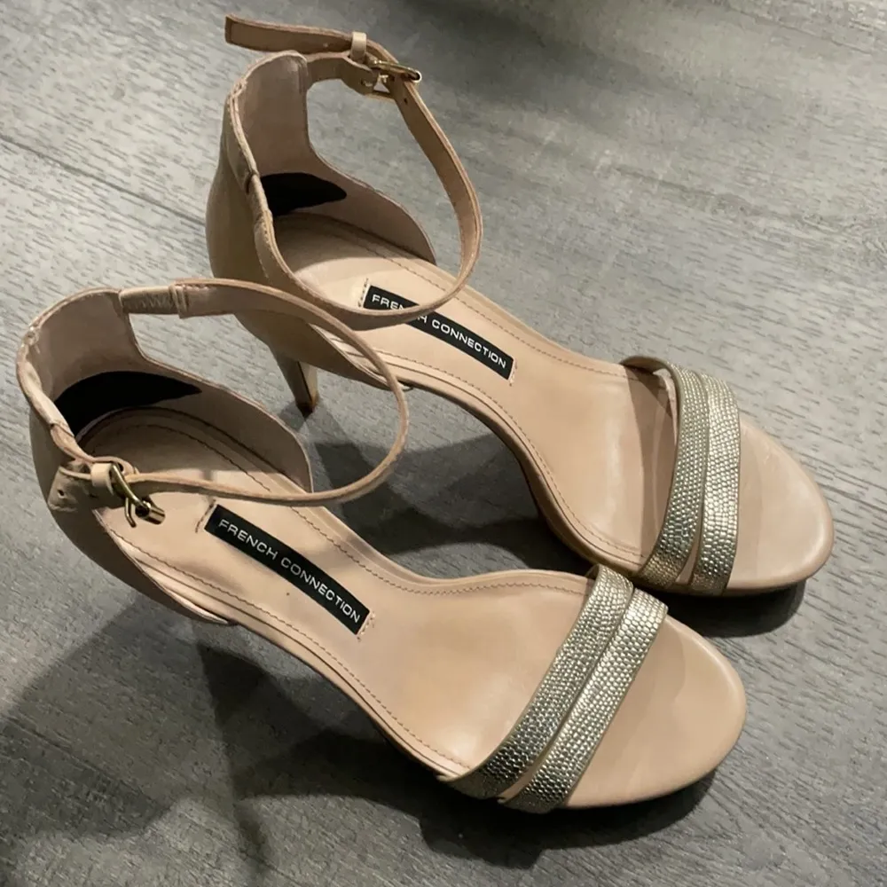 French Connection Nude Metallic Strap Stiletto 8.5 - Image 2