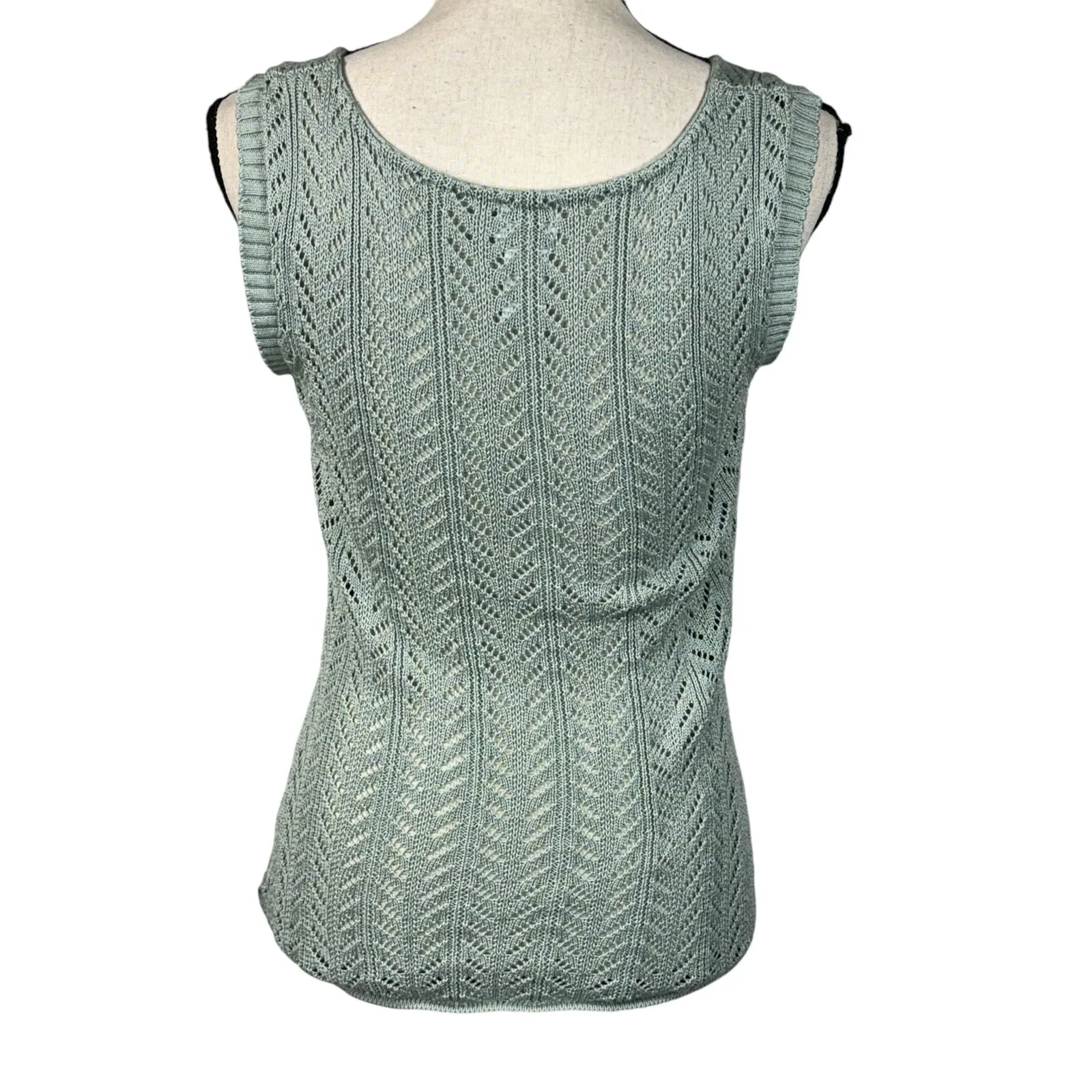 Calvin Klein Jeans Large Top Crochet Sleeveless Semi-Sheer Stretch Round Neck - Image 4