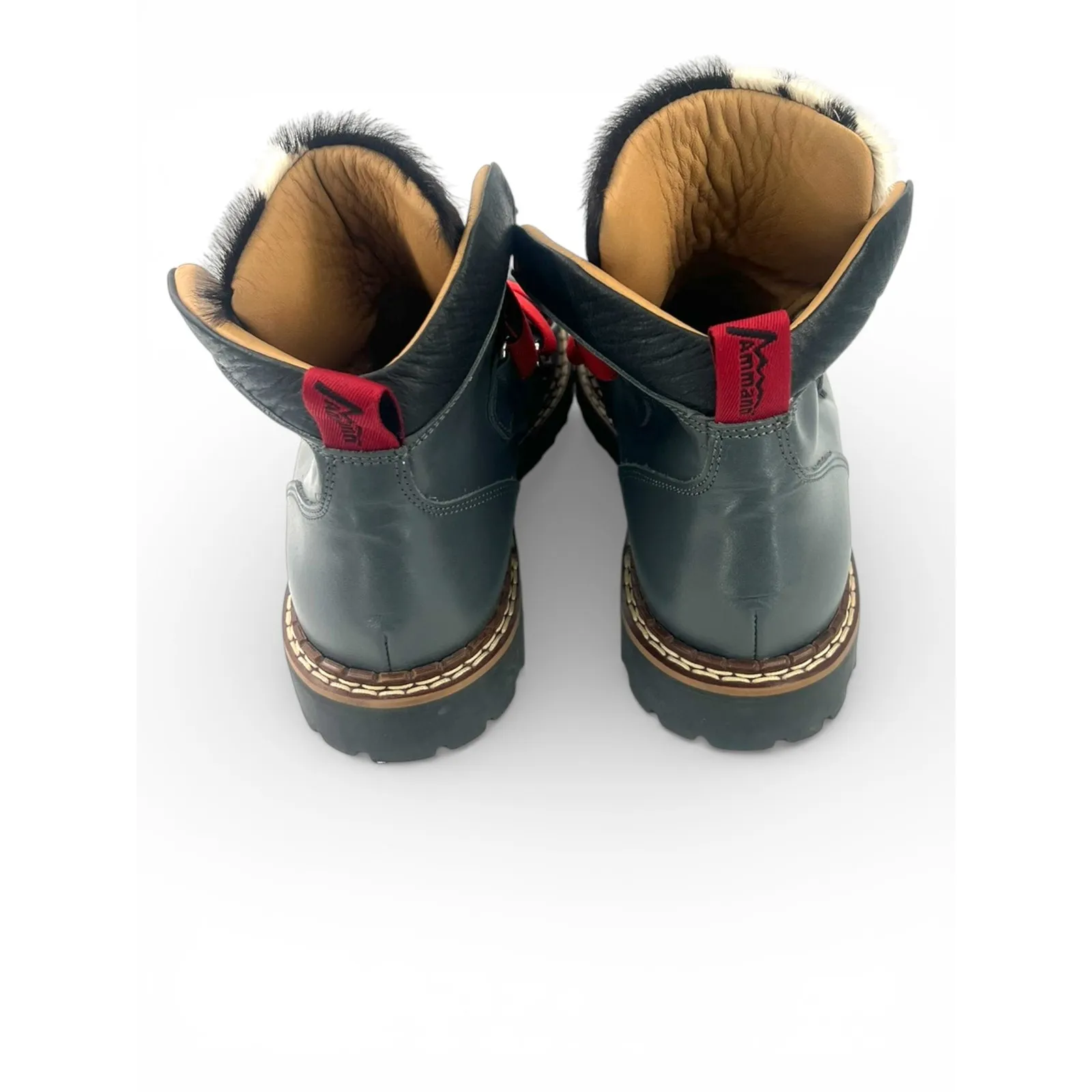 New Ammann Lavin 8.5 boot Grey leather red cowhide lambs fur Luxury Designer Gray - Image 8